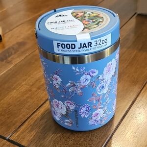 Hydro Flask Blue Floral Stainless Steel Food Jar 32oz